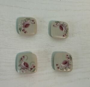Vintage Floral Button Covers Set of 4